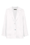 A classic piece that will slot right into your wardrobe, the Halcyon Blazer redefines summer suiting. Crafted from luxurious linen, it boasts a sleek and sophisticated silhouette perfect for seamless transitions from day to night. Whether you're conquering a packed day at work, savouring a refined dinner, or marking a memorable occasion, this blazer will be your faithful companion. 100% linen 