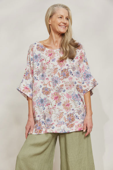 Whether you're heading to the office or enjoying a leisurely lunch al fresco, the Seraphic Relaxed Top brings casual refinement to your wardrobe. Crafted with the modern woman in mind, it features a modest round neck and chic elbow-length sleeves, all in a sleek linen fabrication. Pair this relaxed silhouette with linen pants and simple accessories for a chic summertime look.