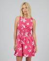 Eye-catching statement floral print

Ruching around the waist for a flattering silhouette

Adjustable tie fastening at the back of the neck

High neckline for a chic, modern look

Mini length — perfect for warm-weather days

Soft, breathable fabric with a little stretch

Fabric composition: 98% Cotton, 2% Elastane