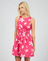 Eye-catching statement floral print

Ruching around the waist for a flattering silhouette

Adjustable tie fastening at the back of the neck

High neckline for a chic, modern look

Mini length — perfect for warm-weather days

Soft, breathable fabric with a little stretch

Fabric composition: 98% Cotton, 2% Elastane