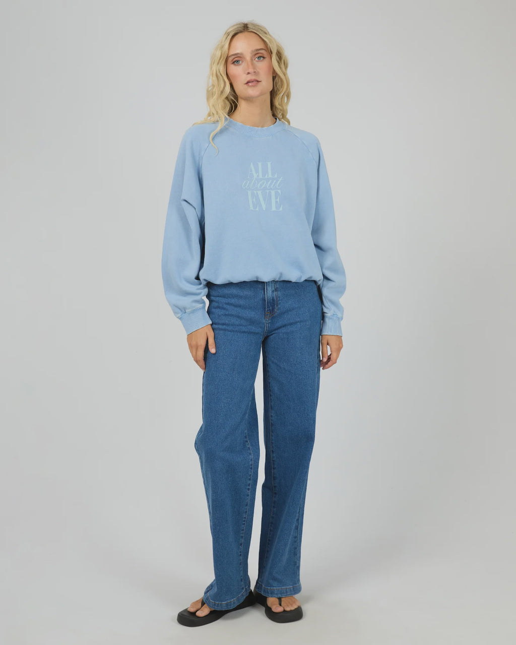 All About Eve Flynn Washed Box Raglan Crew Blue