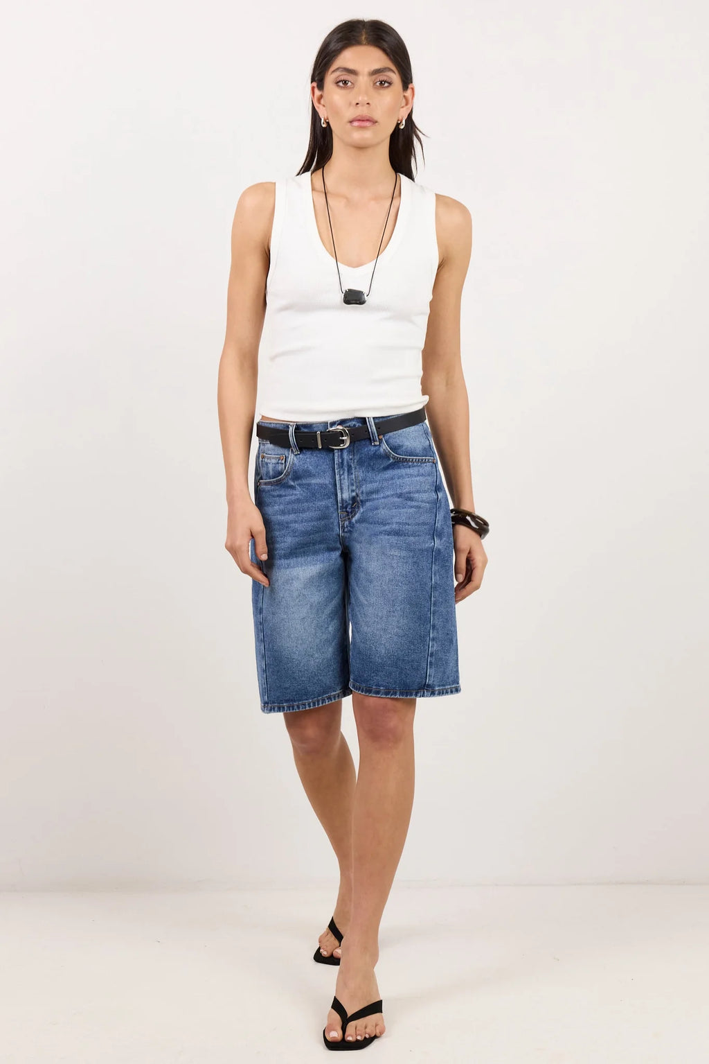 Among The Brave Academy Deep Blue Denim Barrel Shorts