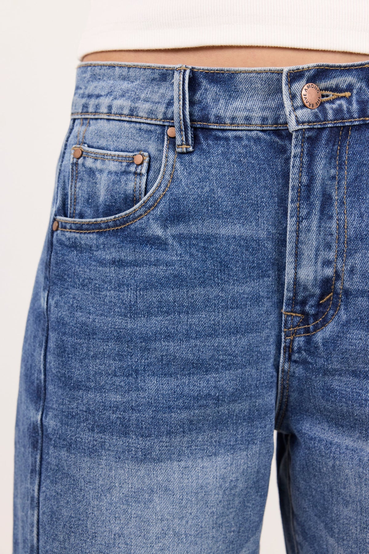 Among The Brave Academy Deep Blue Denim Barrel Shorts