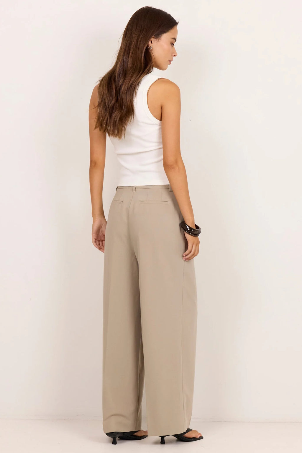 Conquered Stone Relaxed Adjustable Waist Wide Leg Pants