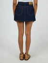 Mid-rise waist for a flattering everyday fit

Crafted from rigid 100% cotton denim

Mini length with hidden skort detail for added coverage

Functional front and back pockets

Stitched hem for a clean, structured finish

Shank button closure for a classic denim look

Vintage wash for an effortlessly cool feel