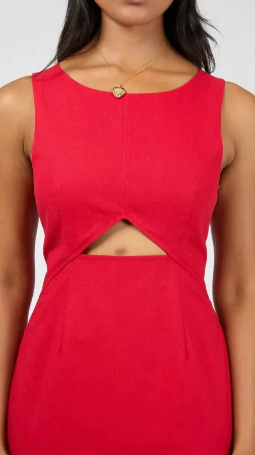 Mini length for a fresh, modern look

Tailored silhouette with subtle waist darts

Chic side cutout detailing

Back zip closure for a secure, streamlined fit

Lightweight blended fabric: 40% Viscose, 40% Linen, 10% Cotton, 10% Polyester

Perfect for day-to-night styling