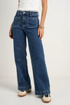 - Wide leg
- High rise
- Feature front pockets
- Zip closure
- 98% Cotton 2% spandex