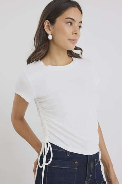 Among The Brave Perfect Rouched Side Rib Tee Ivory
