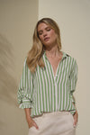 Experience easy elegance with this striped oversized shirt. Crafted from a soft, breathable cotton-linen blend, it feels as good as it looks. The roomy fit and playful balloon sleeves add a fun, carefree vibe that’s perfect for pairing with tailored trousers or your favorite denim. Refresh your high-low dressing game with this effortlessly cool staple.