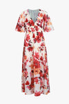 The Fluent vintage blush maxi dress gives off elegance and femininity with its v neck and flutter sleeves. The long flowing tiered maxi skirt adds a touch of romance to this fully lined floral dress. Perfect for any occasion, this dress will make you feel confident and beautiful. Add a pair of heels for a fun night out, or some sandals to relax in the sun.&nbsp;