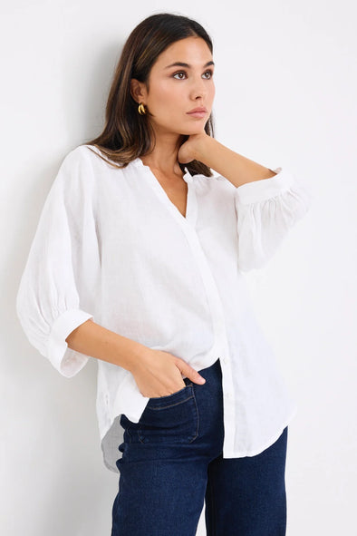 - V neckline&nbsp;
- Invisible Button down&nbsp;
- Cuff Sleeved
- 100% Linen