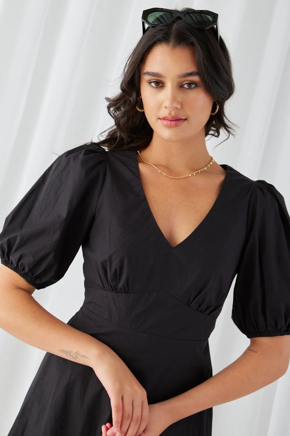 Stories Be Told Clementine Black Cut Out Midi Dress Black