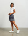 Fresh and summery in ink and white cotton blend plaid, these cute shorts with front pleat detail and self belt are a must have. &nbsp;Style with a tank top or t-shirt for the beach or with the Kennedy Blazer in the matching fabric for an elevated summer 'suit' option.&nbsp;

COLOUR
Ink Plaid

FABRIC INFO
80% Cotton 20% Poly