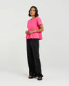 Soft cotton blend tee with stretch for comfort
Flattering round neckline and sleeve length
Front darting detail for a chic, tailored finish
Easy to style with denim, skirts, or shorts
95% Cotton, 5% Spandex