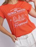 - Exclusive sailing club graphic for a bold, fun touch

- Super‑soft Pima cotton for lightweight comfort

- Rolled cuff sleeves for relaxed everyday style

- Curved hem for a flattering, easy fit

- 100% cotton jersey that feels great to wear

- Model is 176cm and wears size 10