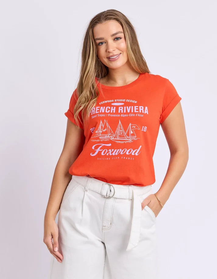 - Exclusive sailing club graphic for a bold, fun touch

- Super‑soft Pima cotton for lightweight comfort

- Rolled cuff sleeves for relaxed everyday style

- Curved hem for a flattering, easy fit

- 100% cotton jersey that feels great to wear

- Model is 176cm and wears size 10