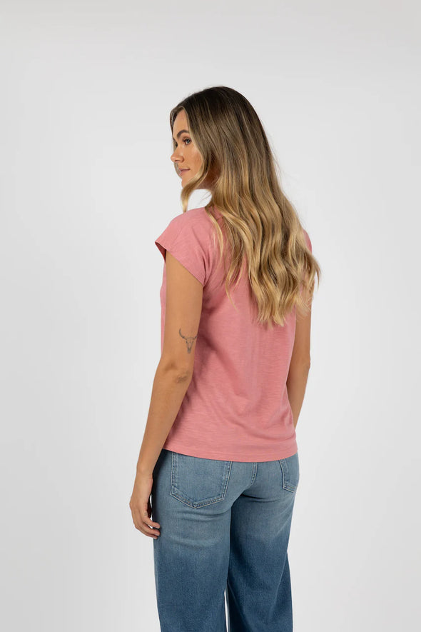 Set the foundation for your new season staples with our bestselling basics. This popular V-neck tee offers a relaxed fit and a lightweight, breathable, cotton composition. This super soft cotton tee will quickly become your summer go to.