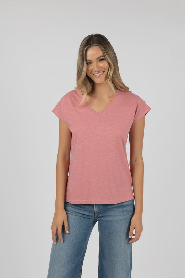 Set the foundation for your new season staples with our bestselling basics. This popular V-neck tee offers a relaxed fit and a lightweight, breathable, cotton composition. This super soft cotton tee will quickly become your summer go to.