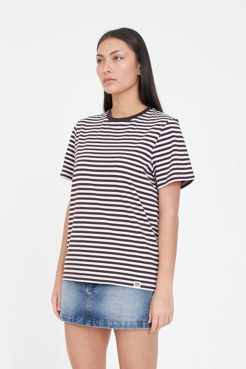 Fitted silhouette
Classic crew neckline
Cap sleeves
Custom Huffer yarn-dyed stripe
Signature Huffer woven label
Soft stretch jersey
97% Cotton | 3% Elastane
186gsm fabric weight