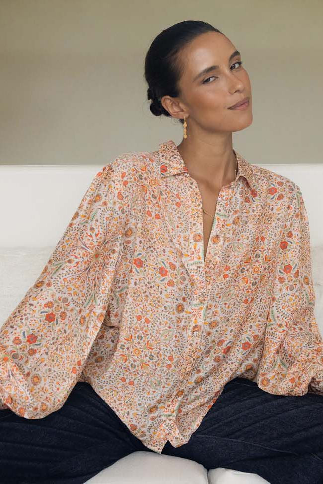 Humidity Ayla Blouse Almond Print
