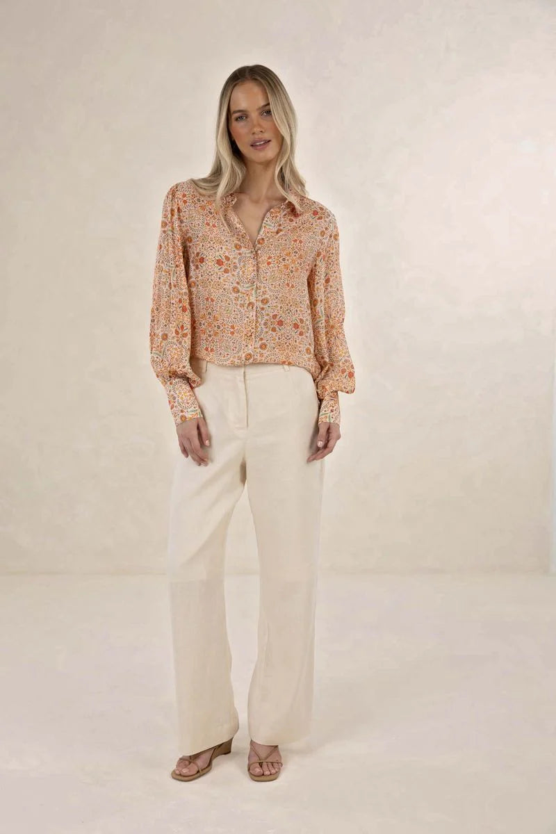 Humidity Ayla Blouse Almond Print