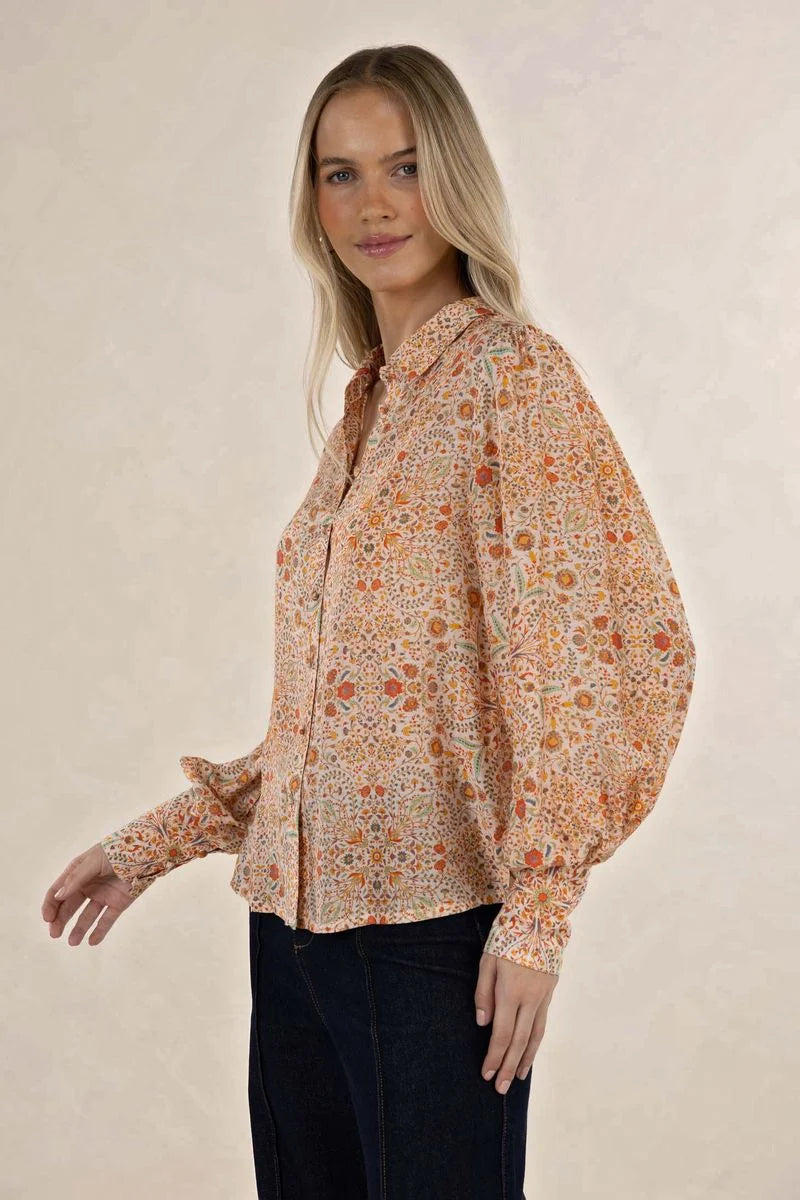 Humidity Ayla Blouse Almond Print