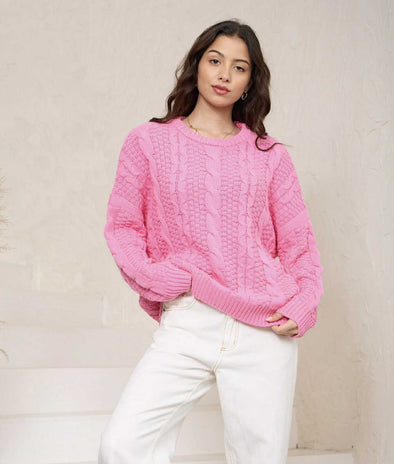 This sweater is the perfect blend of comfort and elegance. An ease to style with simple denim and comfortable to wear with with plush, breathable cotton acrylic blend fabric. Ideal for layering during chilly days or making a statement on its own.