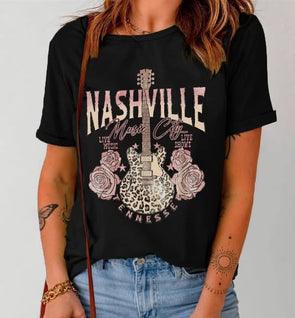 Nashville Rose Tee Black