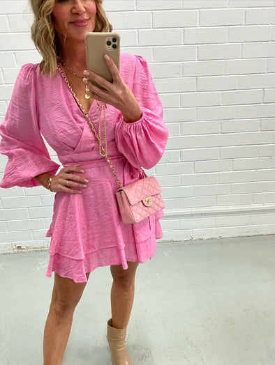 The Ruby Wrap Dress  = Candy Pink