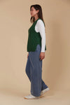 Round neck
Sleeveless
Side vents
Hip-length
Cable knit detail
80% Acrylic, 20% Wool