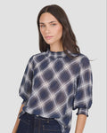 Ivy + Jack Affirming Top Navy Check