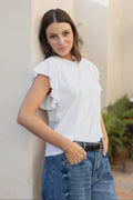 Ivy + Jack Hover Ivory Flutter Sleeve Tee