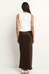- Pull-on style with comfortable elastic waist
- Bias cut creates a softly draped silhouette
- Chocolate hue in silky rayon-viscose blend
- Midi length offers versatile styling options
- Delicate fabric with a luxurious silky feel, 60% Rayon, 40% Viscose