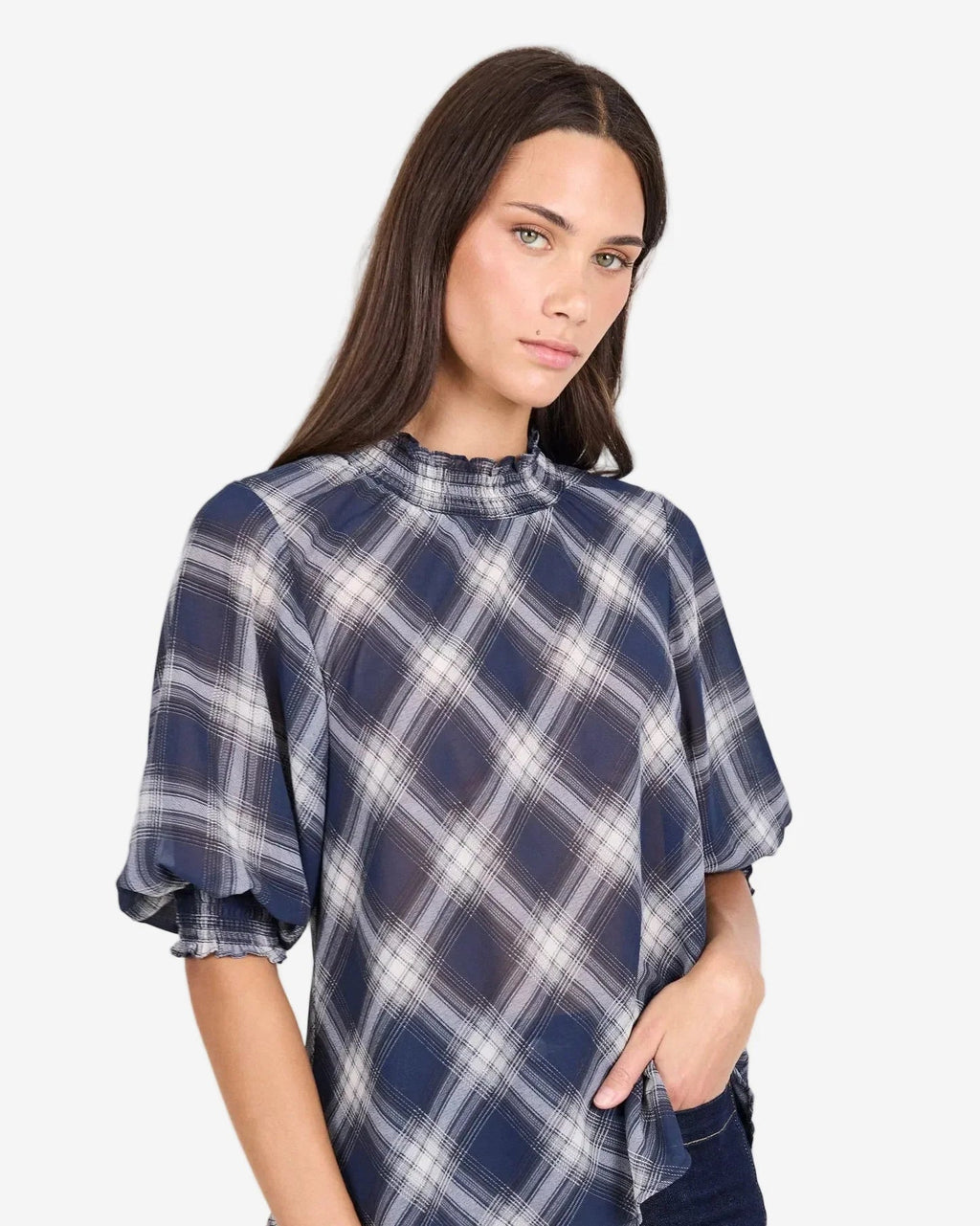 Ivy + Jack Affirming Top Navy Check