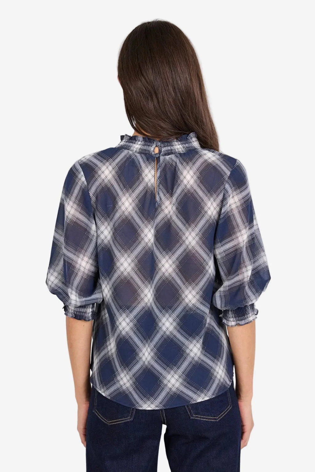 Ivy + Jack Affirming Top Navy Check