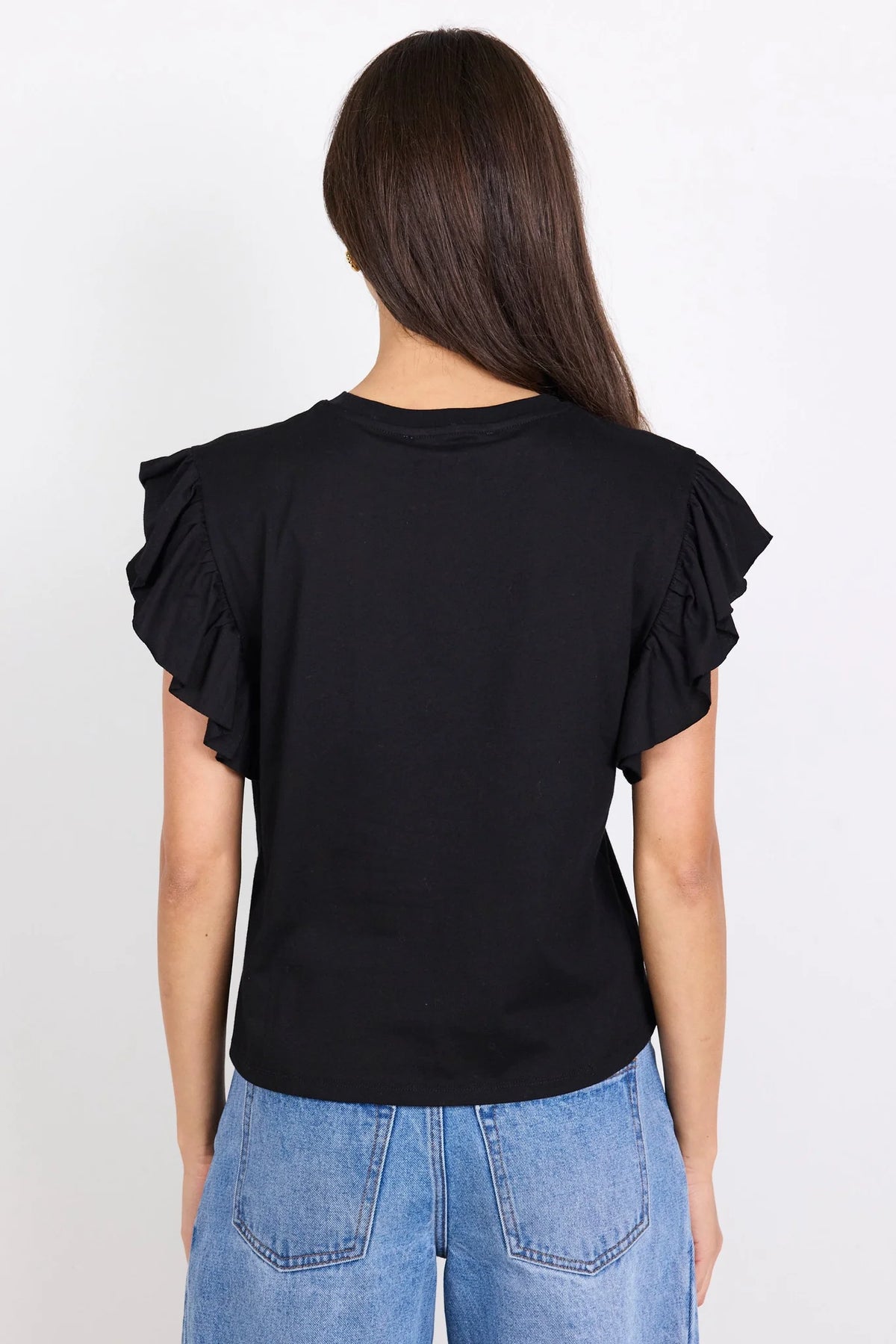 Ivy + Jack Hover Black Flutter Sleeve Tee