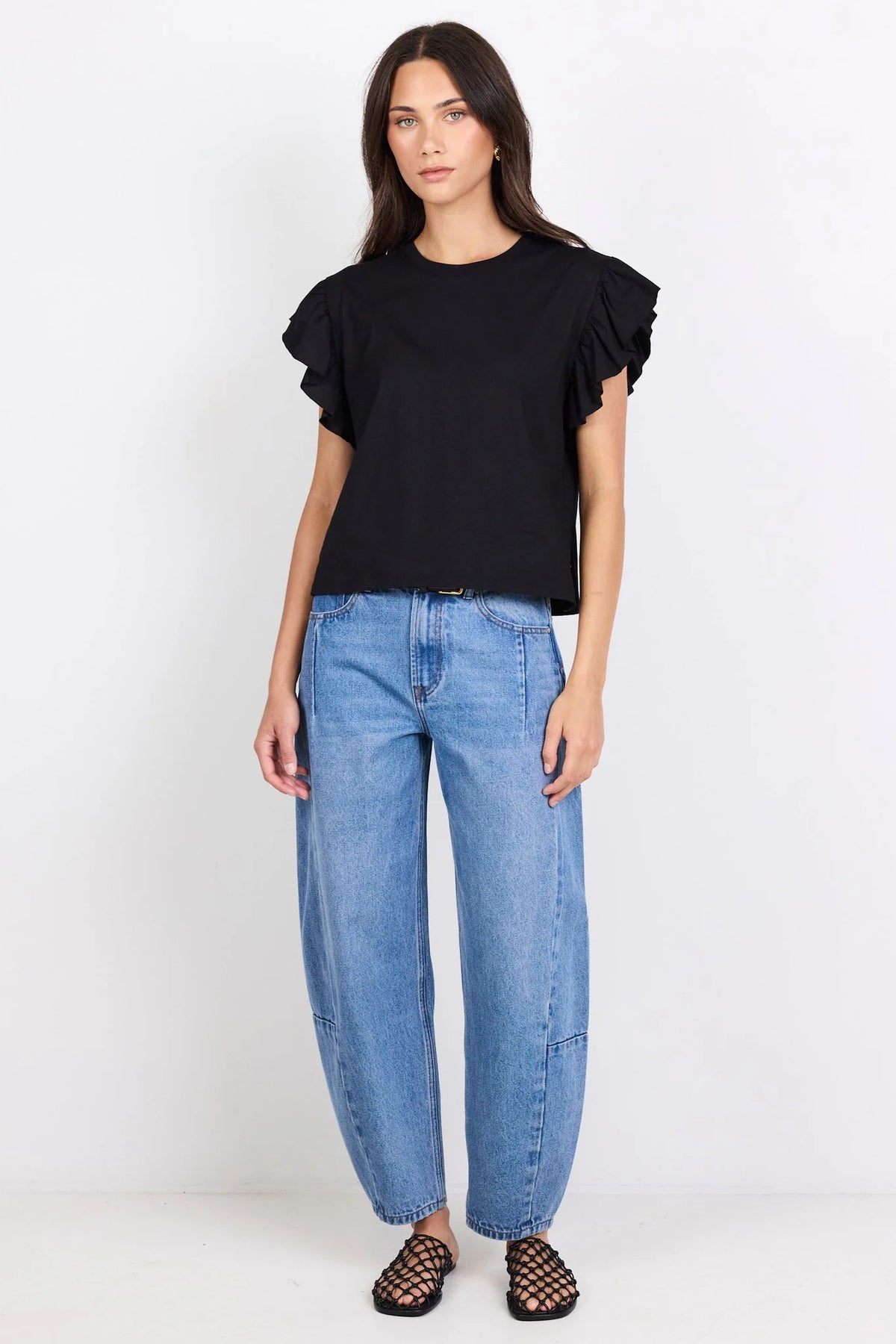 Ivy + Jack Hover Black Flutter Sleeve Tee