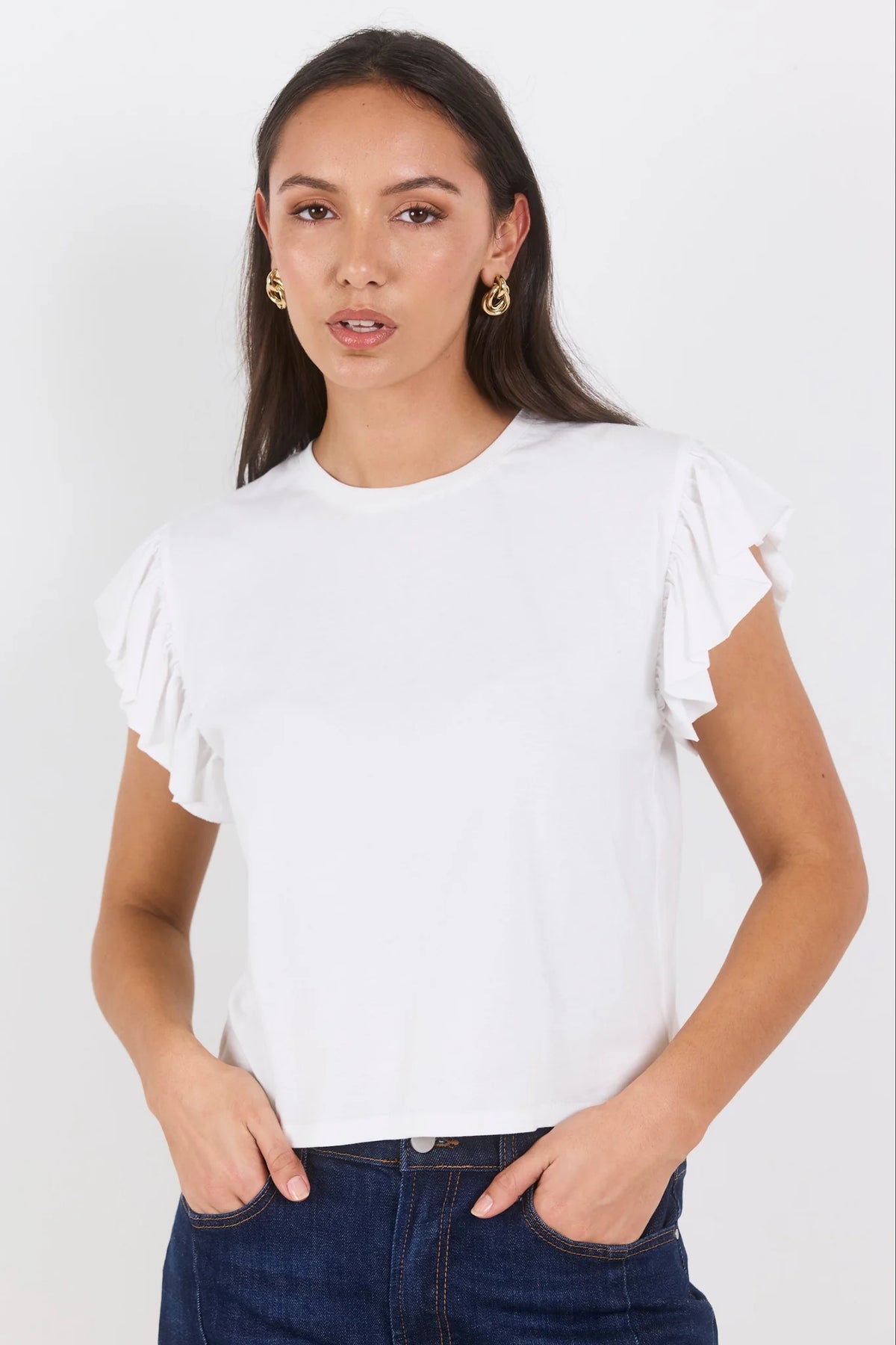 Ivy + Jack Hover Ivory Flutter Sleeve Tee