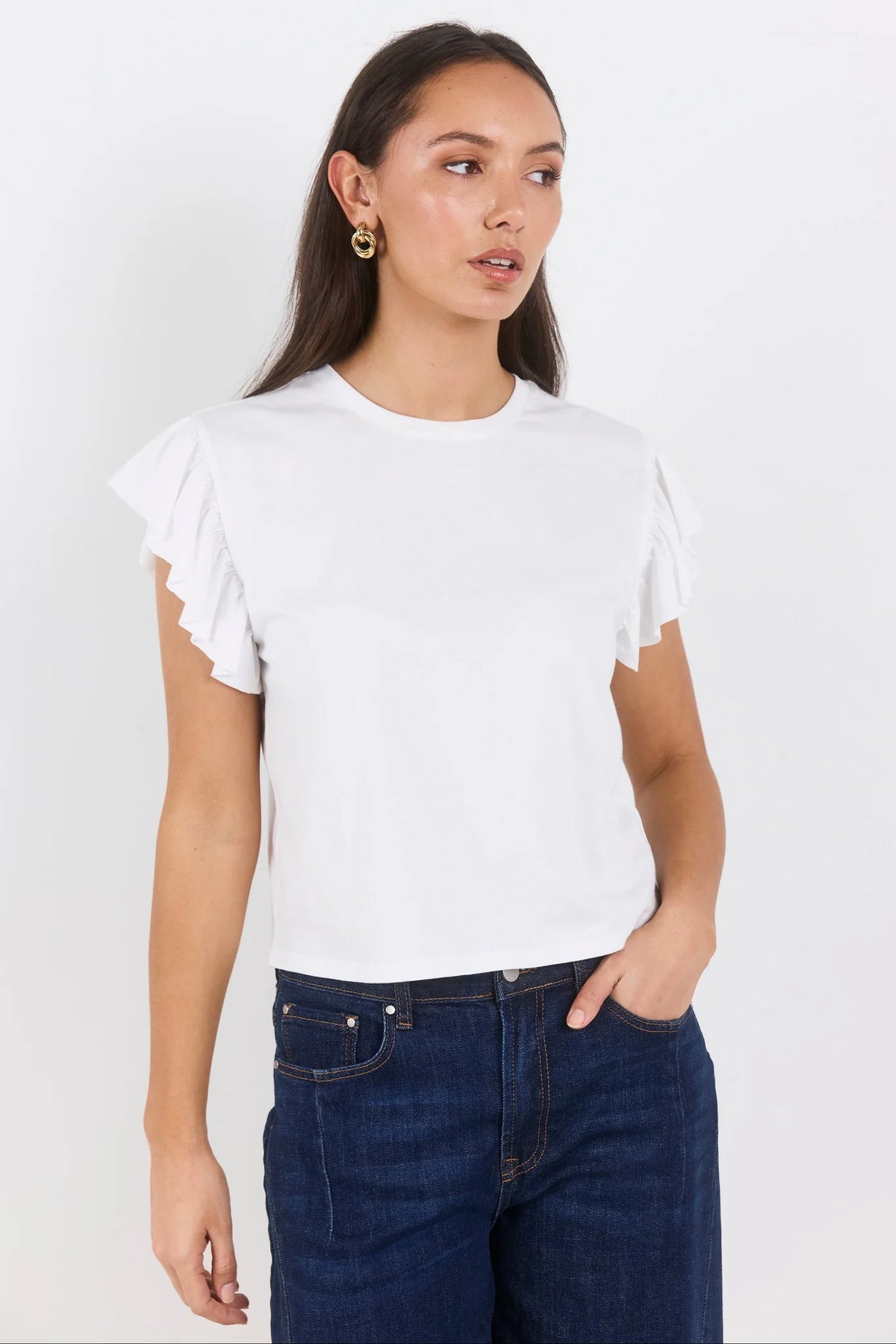 Ivy + Jack Hover Ivory Flutter Sleeve Tee