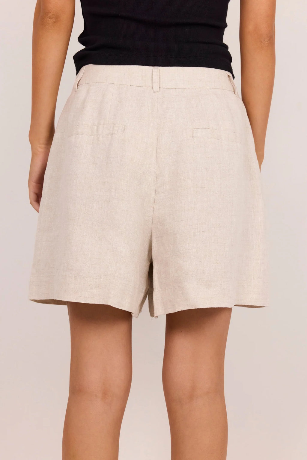 Literal Natural Linen Pleat Front Short