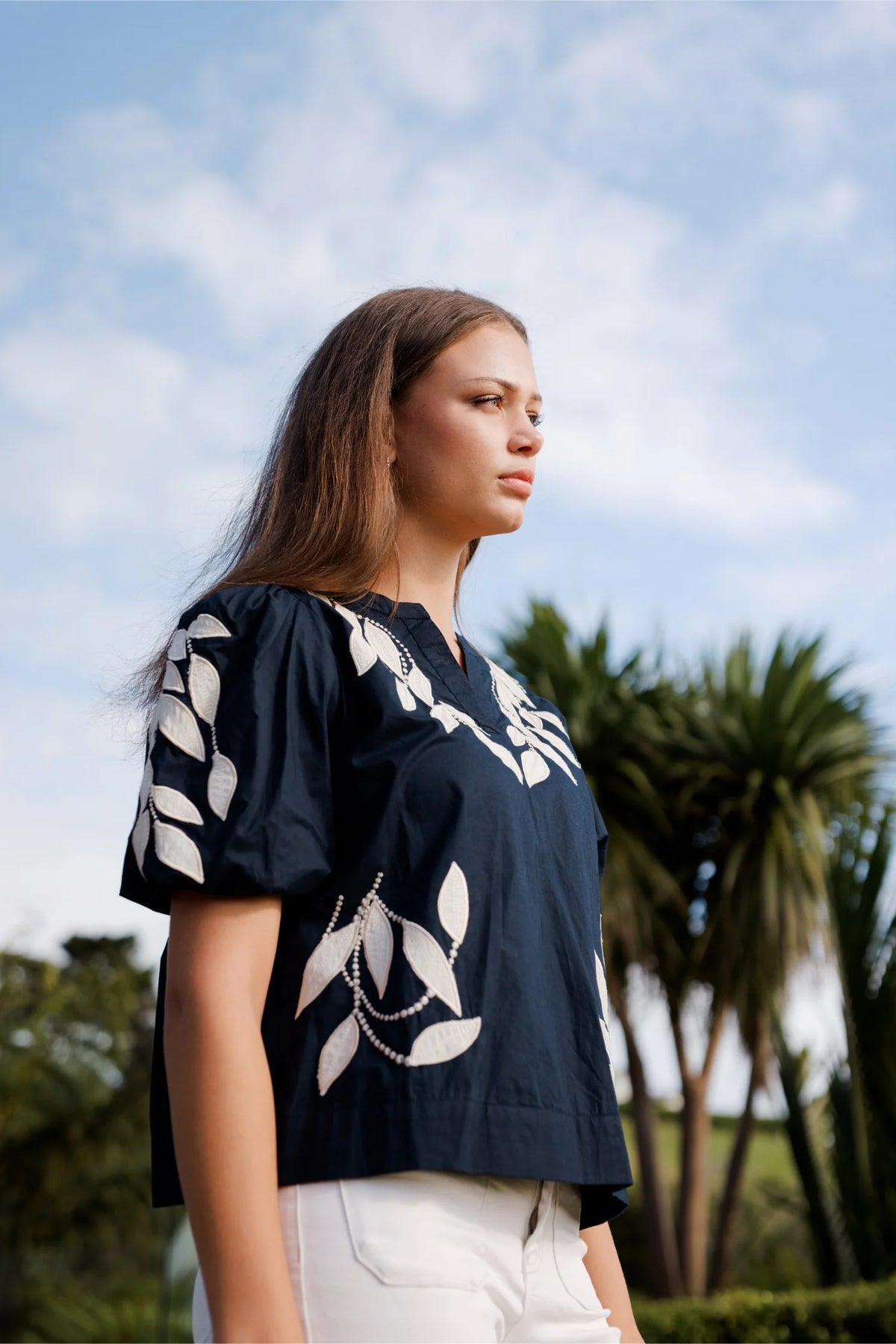 NMBR Rose Olivia Top Navy Sand
