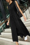 Re:Union Guide Black Contrast Stitch Maxi Vest Dress