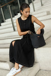 Re:Union Guide Black Contrast Stitch Maxi Vest Dress