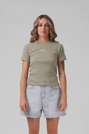 RPM MFG CO. Heart Ribbed Tee Light Olive