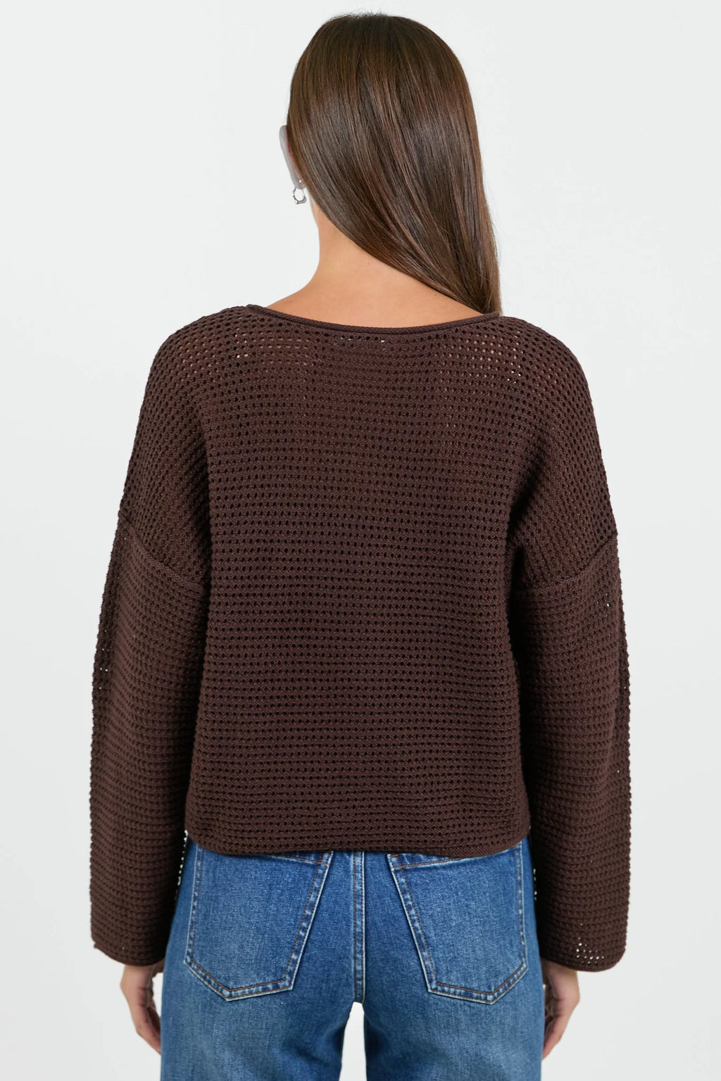 Re:Union Dawn Dark Chocolate Crochet Knit Jumper