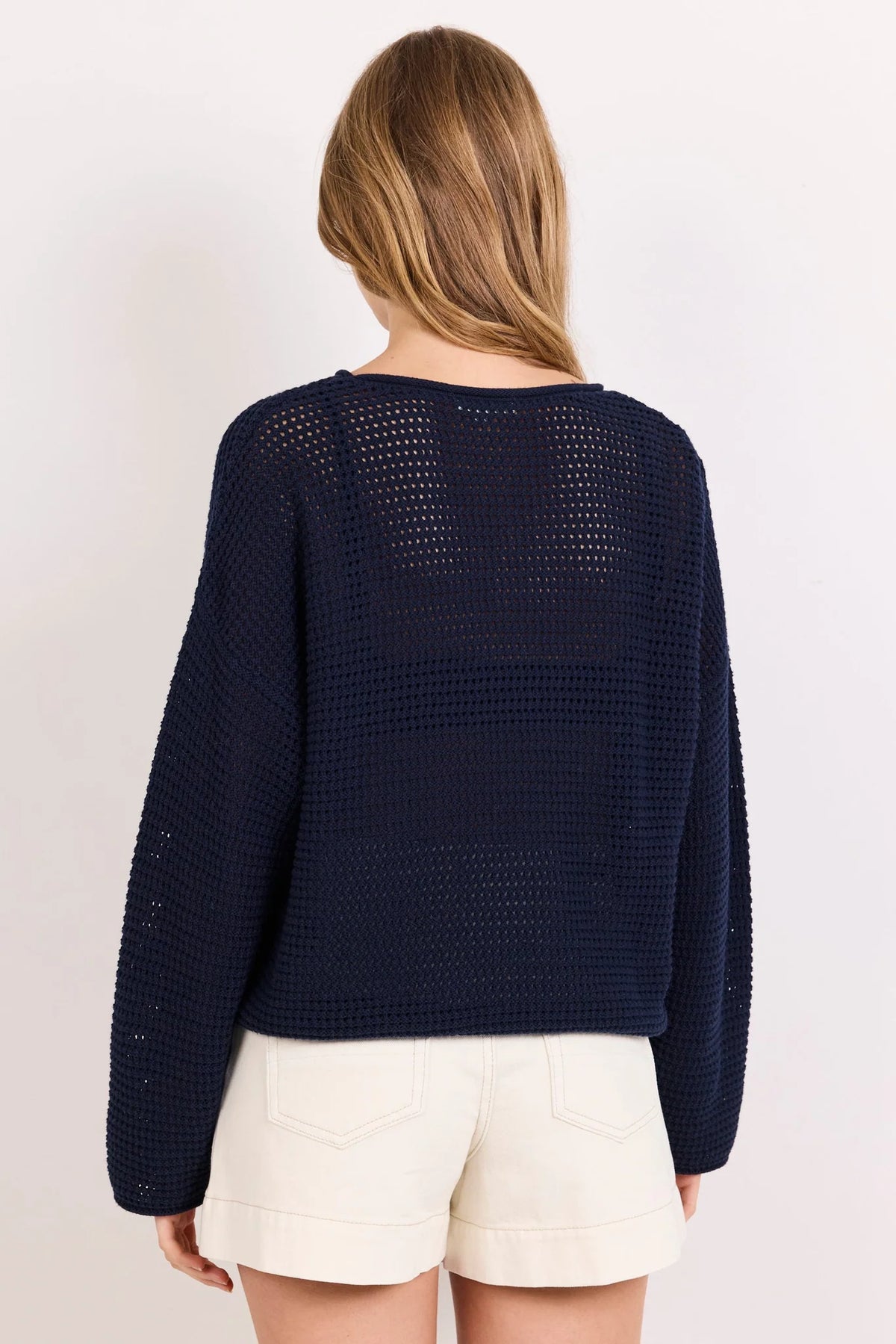 Dawn Ink Navy Crochet Knit Jumper