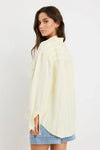 Oversized silhouette for a relaxed, contemporary fit

Long sleeves with button cuffs for versatile rolling and styling

Vertical stripe print for a timeless and flattering look

Full button-front design for easy layering and styling options

Soft, breathable linen-viscose blend for all-day comfort

Fabric: 55% Linen, 45% Viscose