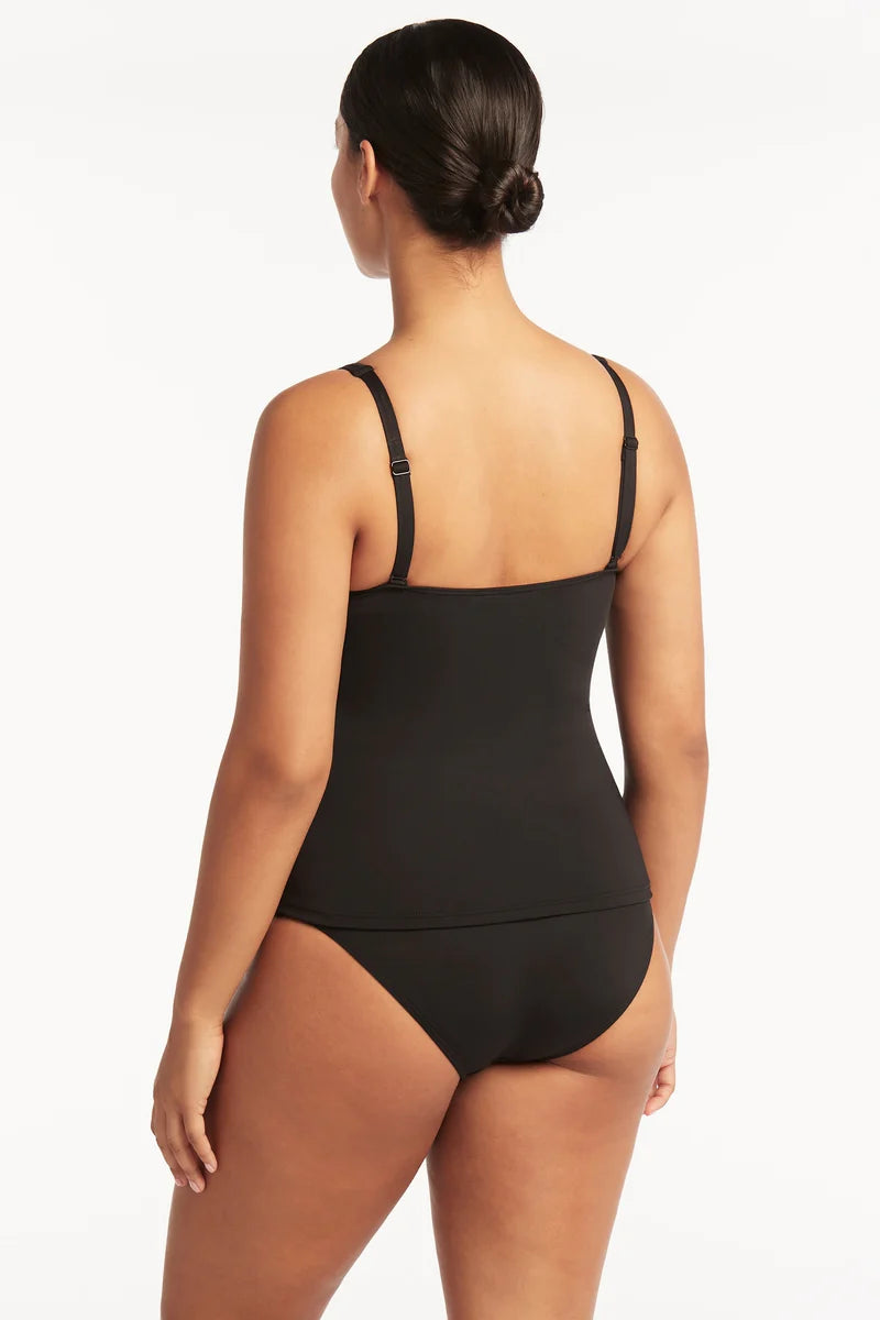 Sea Level Cross Front Multifit Singlet Top Black