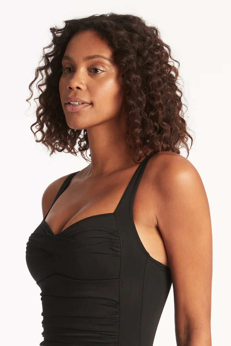 Sea Level Twist Front Multifit One Piece Black