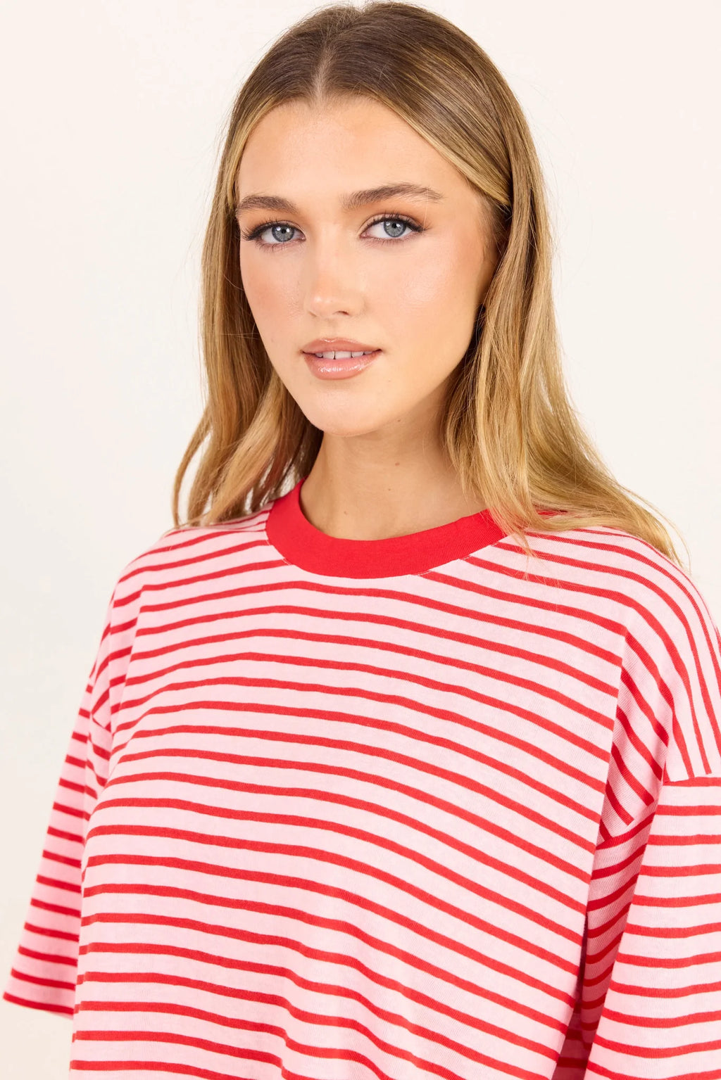 Stories Be Told Cohesion Pink Red Stripe Tee